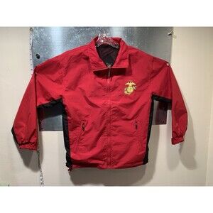 USMC Red Embroidered Globe & Anchor Hooded Mesh Lined Jacket by Cheneral Small